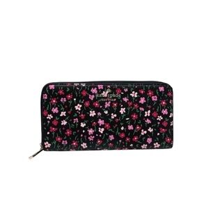 Kate Spade Black Wallet with Pink Floral Design